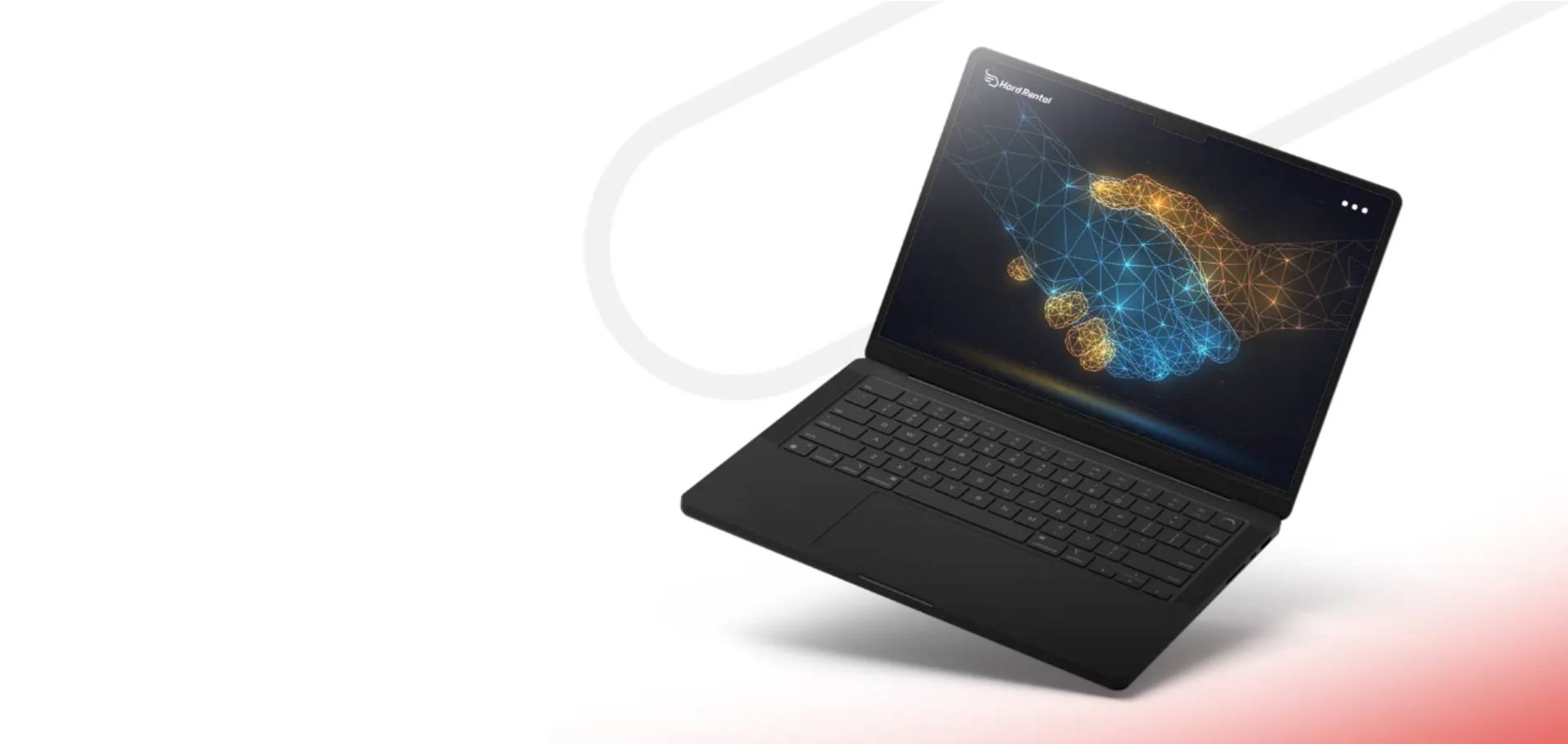 fotografía donde se ve una laptop alquilada con el logo de hard rental
